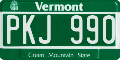 VT license plate PKJ990