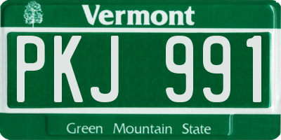 VT license plate PKJ991