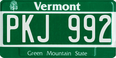 VT license plate PKJ992