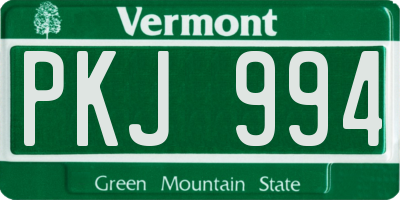 VT license plate PKJ994