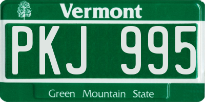 VT license plate PKJ995