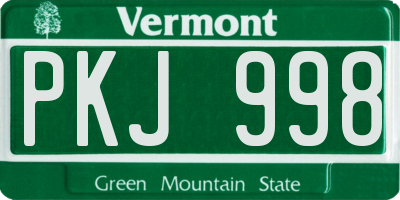 VT license plate PKJ998