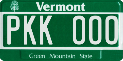 VT license plate PKK000