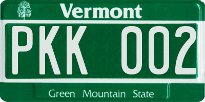 VT license plate PKK002