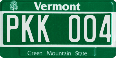 VT license plate PKK004