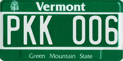 VT license plate PKK006