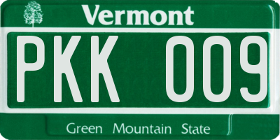 VT license plate PKK009