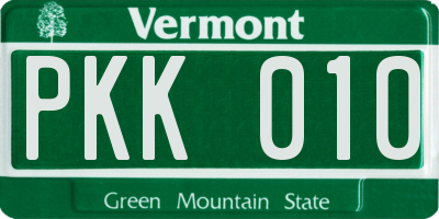 VT license plate PKK010