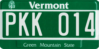 VT license plate PKK014