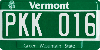 VT license plate PKK016