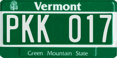 VT license plate PKK017