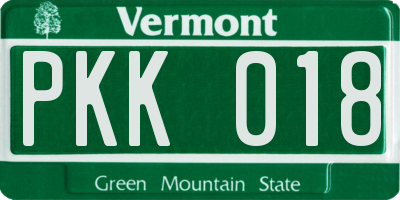 VT license plate PKK018