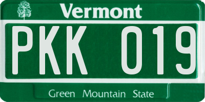 VT license plate PKK019