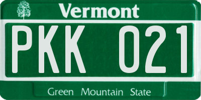 VT license plate PKK021