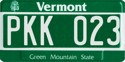 VT license plate PKK023