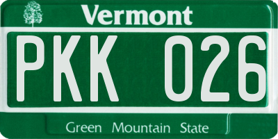 VT license plate PKK026