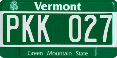 VT license plate PKK027