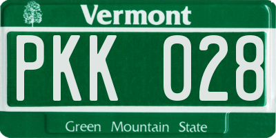 VT license plate PKK028