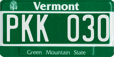 VT license plate PKK030