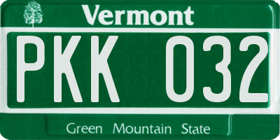 VT license plate PKK032