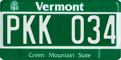 VT license plate PKK034