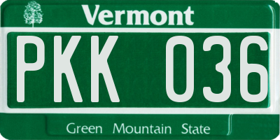 VT license plate PKK036