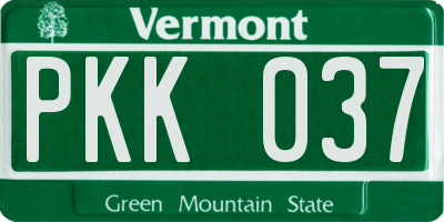 VT license plate PKK037