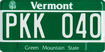 VT license plate PKK040