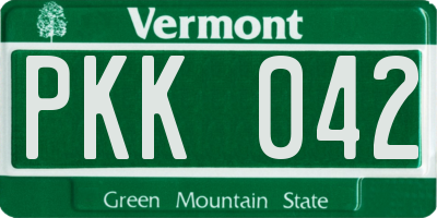 VT license plate PKK042
