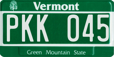 VT license plate PKK045