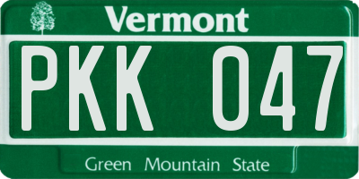 VT license plate PKK047