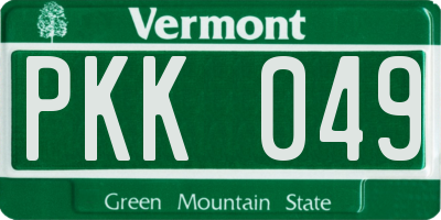 VT license plate PKK049