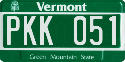 VT license plate PKK051