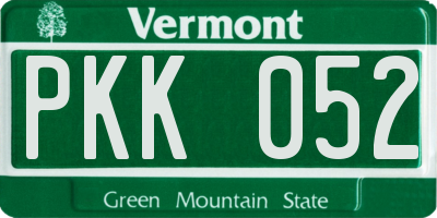 VT license plate PKK052