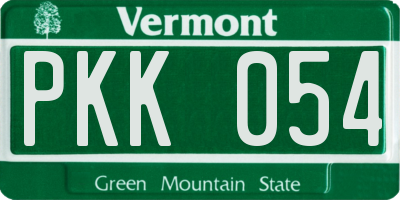 VT license plate PKK054