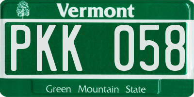 VT license plate PKK058