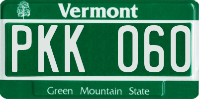 VT license plate PKK060