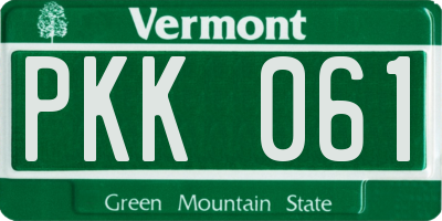 VT license plate PKK061