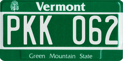 VT license plate PKK062