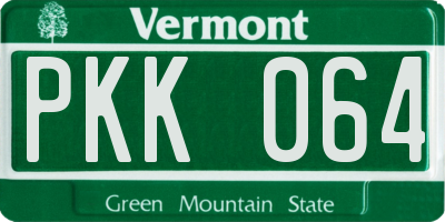 VT license plate PKK064