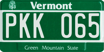 VT license plate PKK065