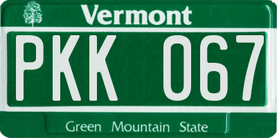 VT license plate PKK067