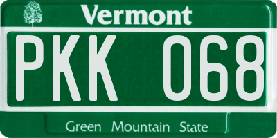 VT license plate PKK068