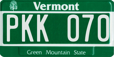 VT license plate PKK070