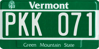 VT license plate PKK071
