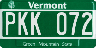 VT license plate PKK072