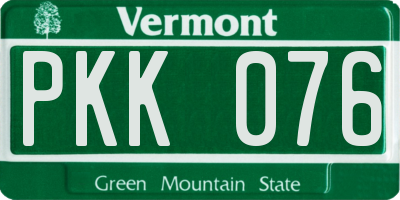 VT license plate PKK076