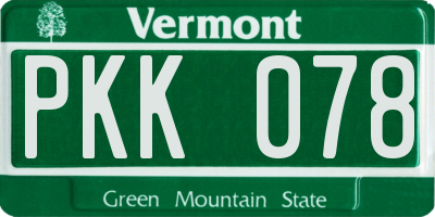 VT license plate PKK078