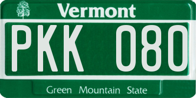 VT license plate PKK080