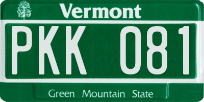 VT license plate PKK081